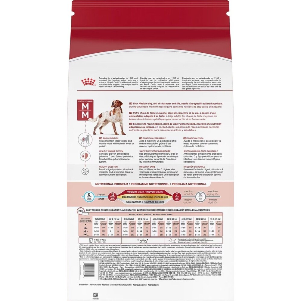 8 lbs. Royal Canin Size Health Nutrition Medium Adult Dry Dog Food, Authentic - Picture 4 of 9